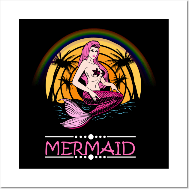 Rainbow Mermaid Wall Art by Imutobi